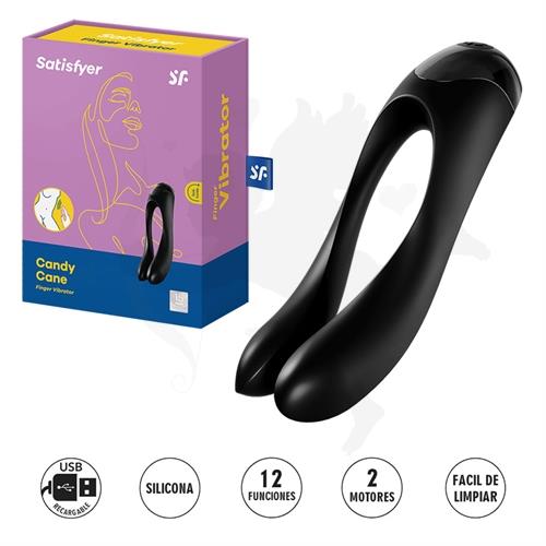 Candy Cane vibrador para dedo con 12 modos de vibracion y carga USB